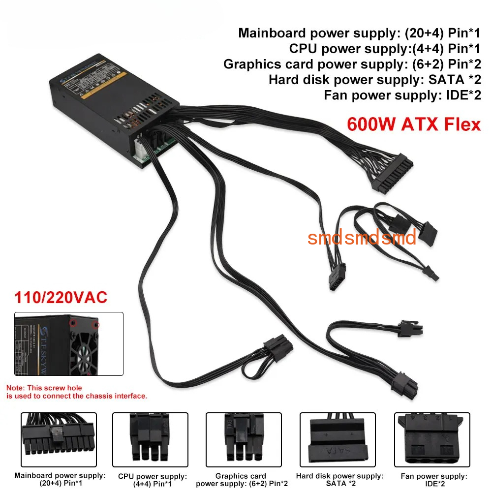 600W Modular Power Supply Smal - Atx Power Supply 1U Flex 500W recension och pris